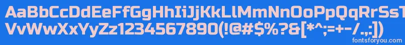 RussooneRegular-fontti – vaaleanpunaiset fontit sinisellä taustalla