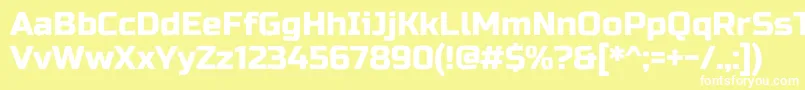 RussooneRegular-fontti – valkoiset fontit keltaisella taustalla
