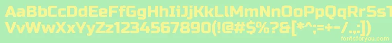 RussooneRegular-fontti – keltaiset fontit vihreällä taustalla