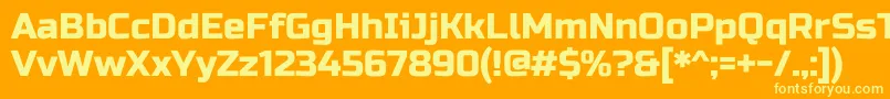 RussooneRegular-fontti – keltaiset fontit oranssilla taustalla