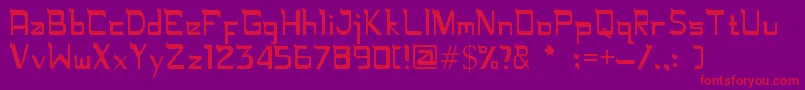 Rugamika-Schriftart – Rote Schriften auf violettem Hintergrund