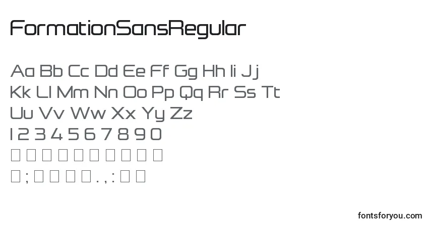 Czcionka FormationSansRegular – alfabet, cyfry, specjalne znaki