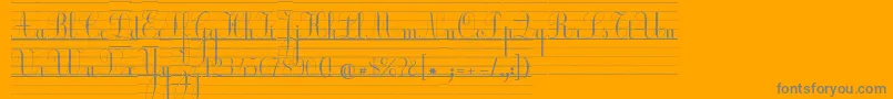 EcolierLignes-Schriftart – Graue Schriften auf orangefarbenem Hintergrund