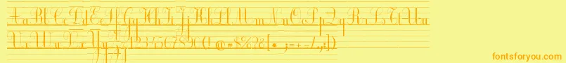 EcolierLignes Font – Orange Fonts on Yellow Background