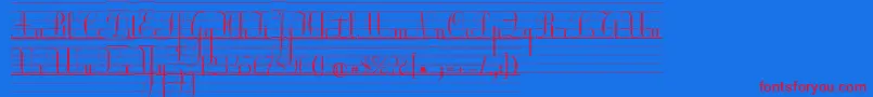 EcolierLignes Font – Red Fonts on Blue Background
