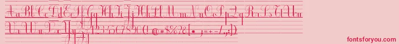 EcolierLignes Font – Red Fonts on Pink Background