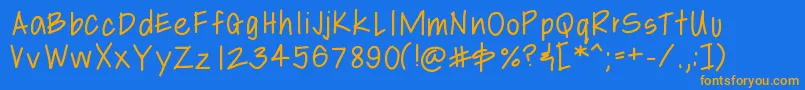 Libbyshand Font – Orange Fonts on Blue Background