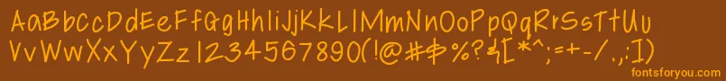 Libbyshand Font – Orange Fonts on Brown Background