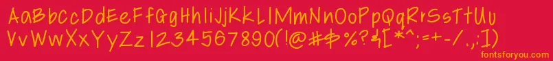 Libbyshand Font – Orange Fonts on Red Background