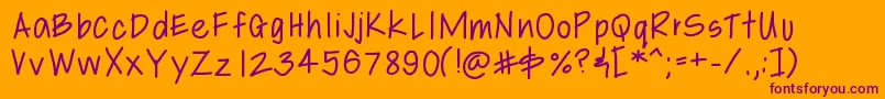 Libbyshand-Schriftart – Violette Schriften auf orangefarbenem Hintergrund