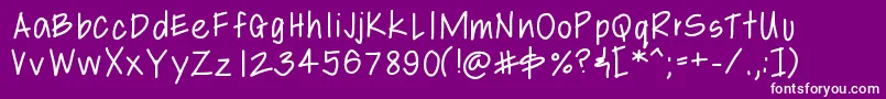 Libbyshand-Schriftart – Weiße Schriften auf violettem Hintergrund