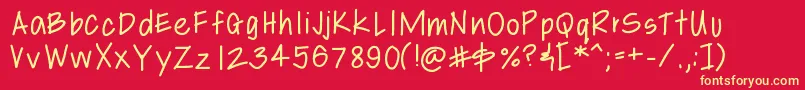 Libbyshand Font – Yellow Fonts on Red Background
