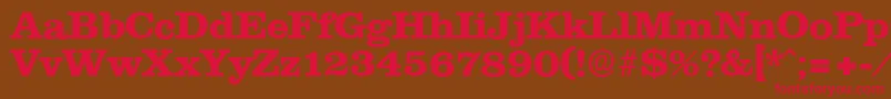 フォントClareserialXbold – 赤い文字が茶色の背景にあります。