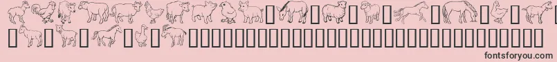 GeBarnyardFriends-Schriftart – Schwarze Schriften auf rosa Hintergrund