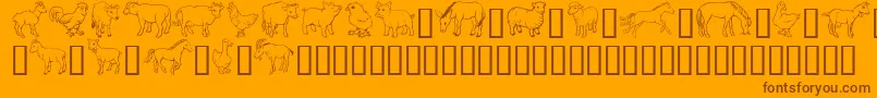 GeBarnyardFriends-Schriftart – Braune Schriften auf orangefarbenem Hintergrund