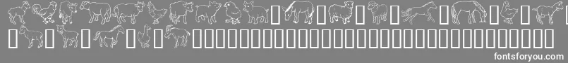 GeBarnyardFriends-Schriftart – Weiße Schriften auf grauem Hintergrund