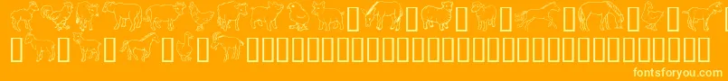 Шрифт GeBarnyardFriends – жёлтые шрифты на оранжевом фоне