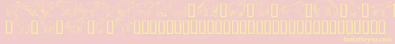 Fonte GeBarnyardFriends – fontes amarelas em um fundo rosa