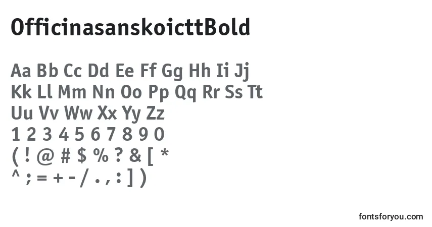 A fonte OfficinasanskoicttBold – alfabeto, números, caracteres especiais