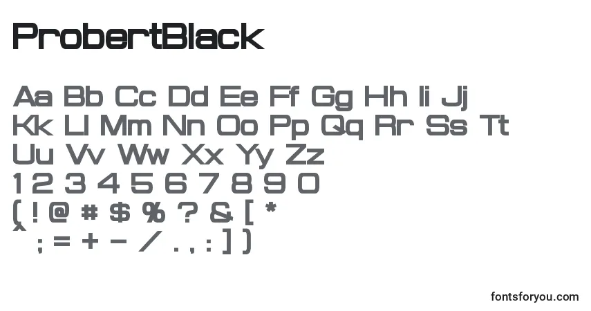 Schriftart ProbertBlack – Alphabet, Zahlen, spezielle Symbole