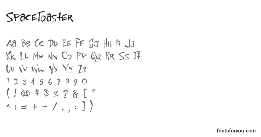 Schriftart SpaceToaster – Alphabet, Zahlen, spezielle Symbole