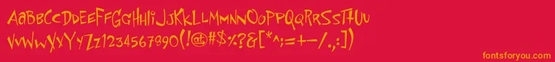 SpaceToaster-Schriftart – Orangefarbene Schriften auf rotem Hintergrund