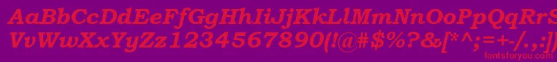 BookmanOldStyleBoldItalic-Schriftart – Rote Schriften auf violettem Hintergrund
