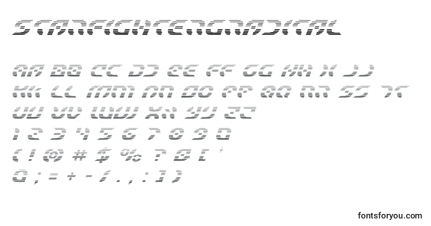 Шрифт Starfightergradital – алфавит, цифры, специальные символы