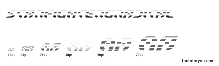 Размеры шрифта Starfightergradital