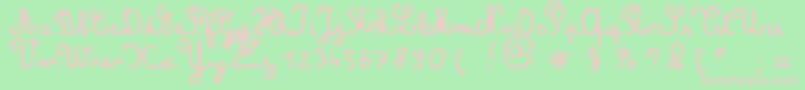 Amandine-Schriftart – Rosa Schriften auf grünem Hintergrund