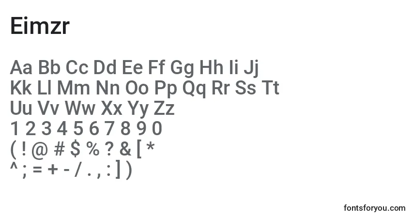A fonte Eimzr – alfabeto, números, caracteres especiais