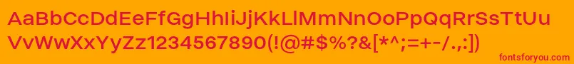 フォントHelmetRegular – オレンジの背景に赤い文字
