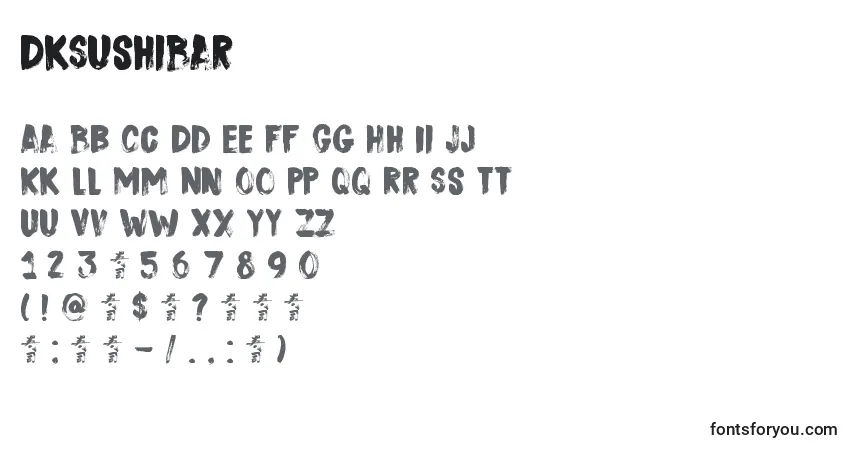 A fonte DkSushiBar – alfabeto, números, caracteres especiais