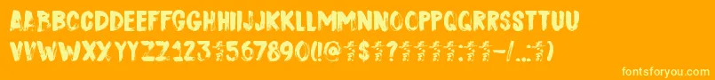 DkSushiBar-Schriftart – Gelbe Schriften auf orangefarbenem Hintergrund