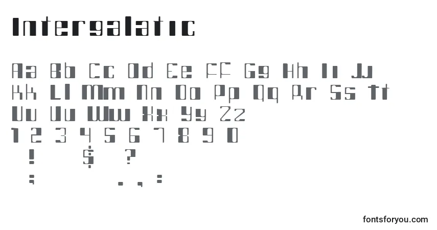 A fonte Intergalatic – alfabeto, números, caracteres especiais