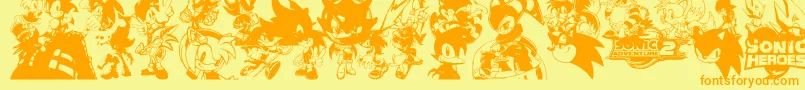 Sonic Font – Orange Fonts on Yellow Background