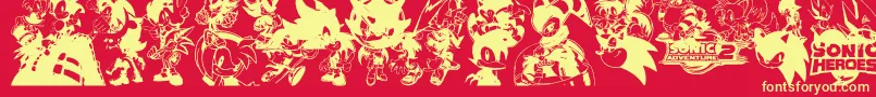 Fonte Sonic – fontes amarelas em um fundo vermelho
