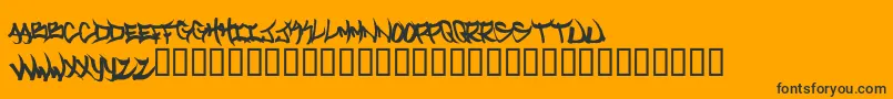 Welcometotexas-Schriftart – Schwarze Schriften auf orangefarbenem Hintergrund