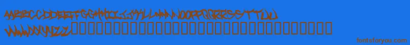 Weitere Informationen zur Welcometotexas-Schriftart Welcometotexas-Schriftart – Braune Schriften auf blauem Hintergrund