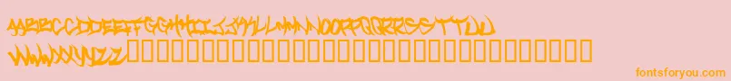 Weitere Informationen zur Welcometotexas-Schriftart Welcometotexas-Schriftart – Orangefarbene Schriften auf rosa Hintergrund