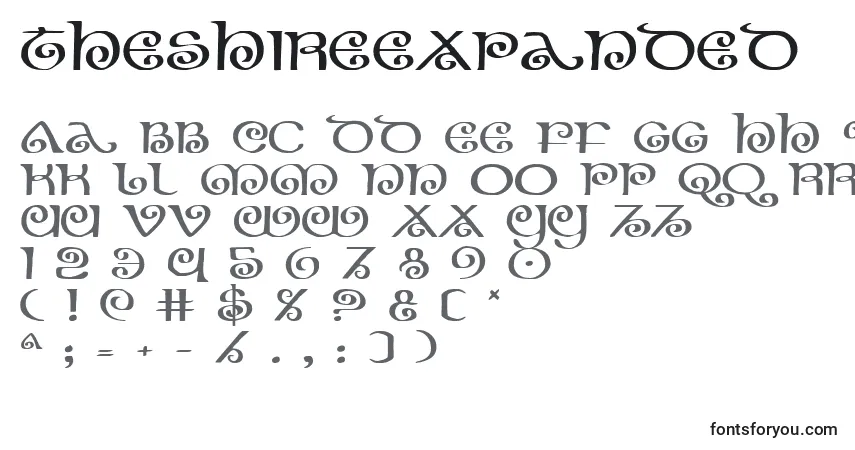 Czcionka TheShireExpanded – alfabet, cyfry, specjalne znaki