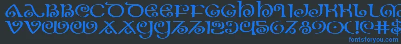 フォントTheShireExpanded – 黒い背景に青い文字