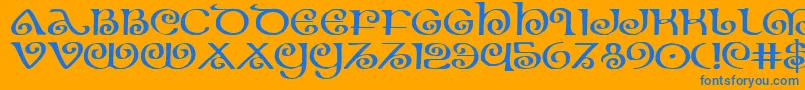 フォントTheShireExpanded – オレンジの背景に青い文字