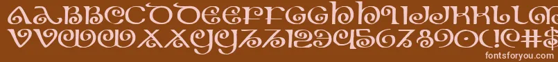TheShireExpanded-fontti – vaaleanpunaiset fontit ruskealla taustalla