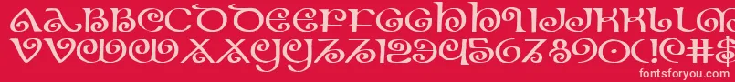 TheShireExpanded-fontti – vaaleanpunaiset fontit punaisella taustalla