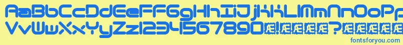 フォントQuantrnd – 青い文字が黄色の背景にあります。