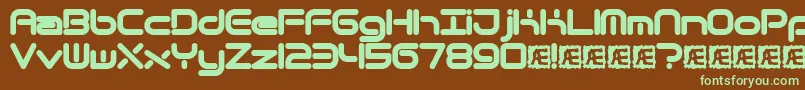 フォントQuantrnd – 緑色の文字が茶色の背景にあります。