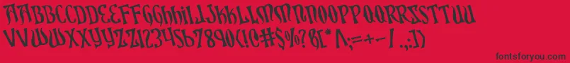 XiphosRotated Font – Black Fonts on Red Background