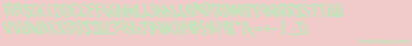 フォントXiphosRotated – ピンクの背景に緑の文字