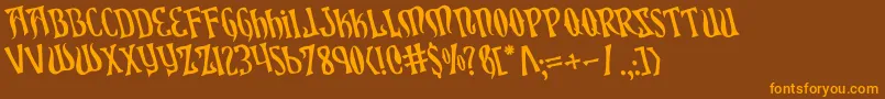 XiphosRotated Font – Orange Fonts on Brown Background
